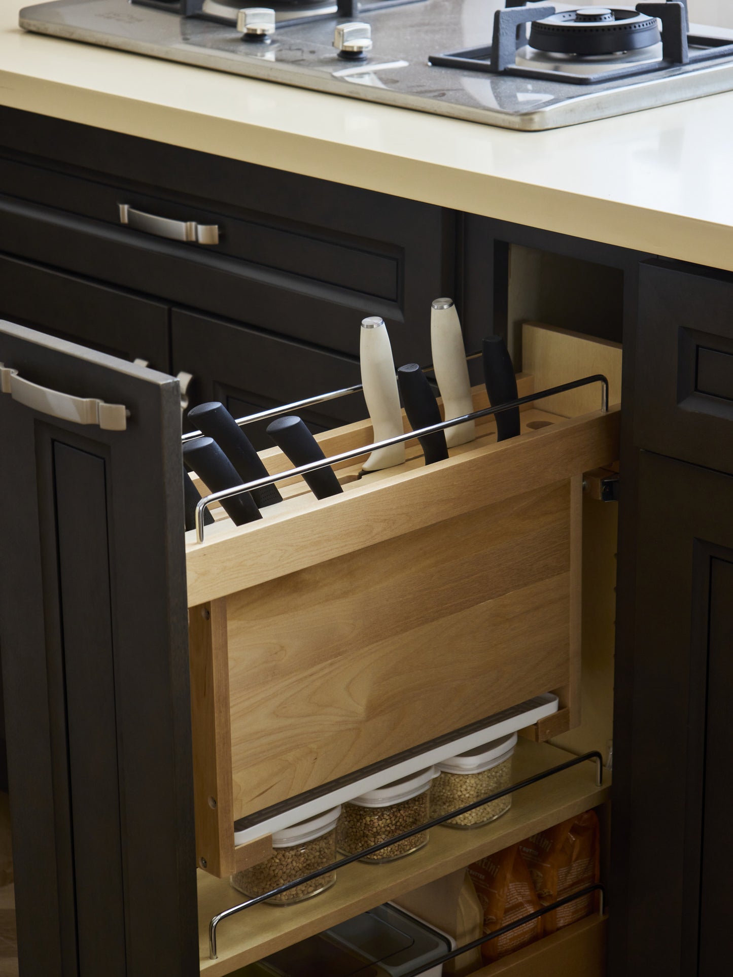 Knife Rack Pull Out for Base Cabinet with 6" Opening