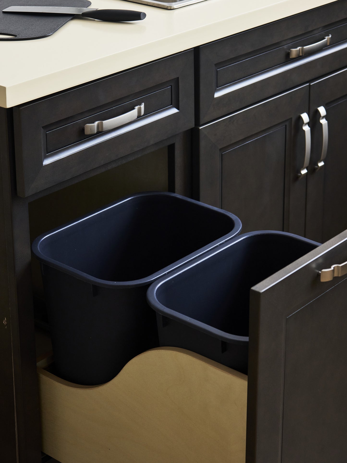 Double Trash Can Pull Out for Base Cabinet with 15" Opening